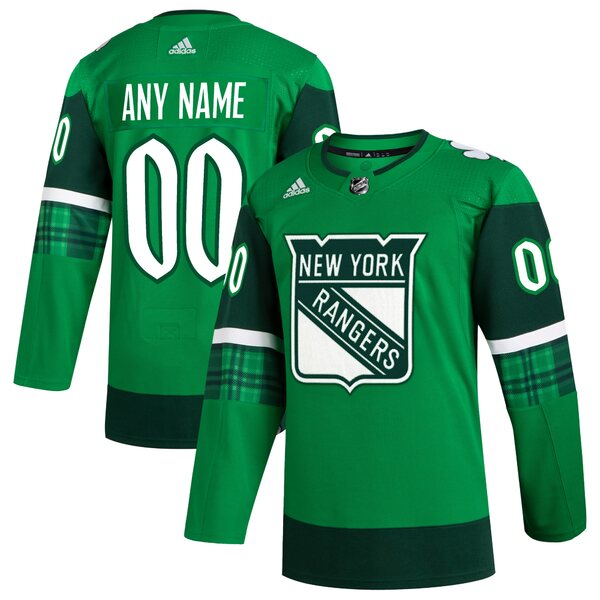 アディダス メンズ ユニフォーム トップス New York Rangers adidas St. Patrick's Day Authentic Custom Jersey Kelly Green