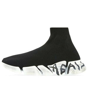 Balenciaga �o�����V�A�K ���f�B�[�X �X�j�[�J�[ �y(WMNS) Balenciaga Speed 2.0 Graffiti Sneakers 'Black Recycled Knit and White Sole Unit' 617196W2DD41091�z �T�C�Y US_8(25.0cm)