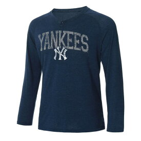 コンセプトスポーツ メンズ Tシャツ トップス New York Yankees Concepts Sport Inertia Raglan Long Sleeve Henley TShirt Navy