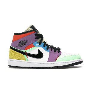Jordan �W���[�_�� ���f�B�[�X �X�j�[�J�[ �yJordan 1 Mid SE Multi-Color (Women's)�z �T�C�Y US_8.5(25.5cm) White/Black-Lightbulb-Team Orange