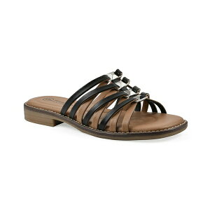 zCg}Ee fB[X T_ V[Y Women's Mazy Slip-On Flat Sandals Black Smooth