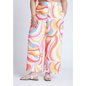 �G���N�C ���f�B�[�X �J�W���A���p���c �{�g���X Plus Size Printed Wide Leg Pant Sabrina swirls pink