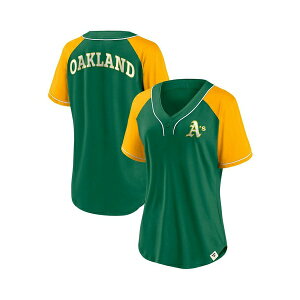 �t�@�i�e�B�N�X ���f�B�[�X T�V���c �g�b�v�X Women's Green Oakland Athletics Cooperstown Collection Bunt Raglan V-neck T-Shirt Green