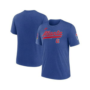 �i�C�L �����Y �V���c �g�b�v�X Men's Heather Royal Atlanta Braves Cooperstown Collection Eras Tri-Blend T-Shirt Heather Royal