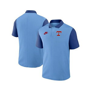 �i�C�L �����Y �V���c �g�b�v�X Men's Light Blue/Royal Texas Rangers Cooperstown Collection Color-Block Victory Performance Polo Shirt Light Blue, Royal