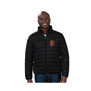 J[oNX Y WPbgu] AE^[ Men's Black San Francisco Giants Packable Neck Pillow Full-Zip Puffer Jacket Black