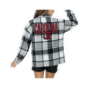 Q[fC fB[X WPbgu] AE^[ Women's Grey South Carolina Gamecocks Long Sleeve Brushed Plaid Button-Up Overshirt Jacket Gray