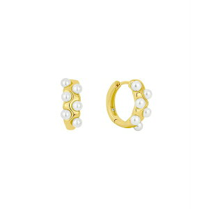 �A���h �i�E �f�B�X ���f�B�[�X �s�A�X���C�������O �A�N�Z�T���[ Simulated Cultivated Pearl Hinged Hoop Earrings Gold