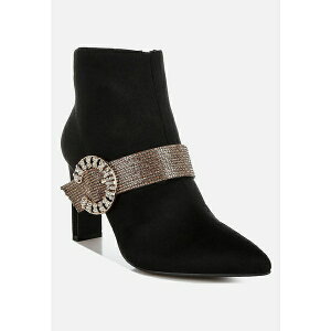 ���O �A���h �R�[ ���f�B�[�X �u�[�c �V���[�Y Asagao Diamante & Rhinestones Strap Boots Black