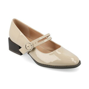 W[j[RNV fB[X T_ V[Y Women's Savvi Mary Jane Block Heel Flats Patent, Taupe