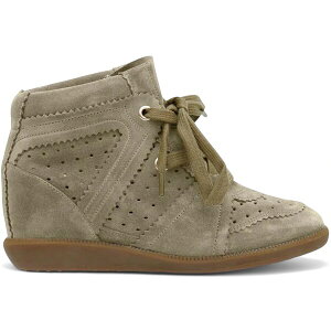 Isabel Marant �C�U�x�� �}���� ���f�B�[�X �X�j�[�J�[ �yIsabel Marant Bobby Suede Calfskin Leather Wedge Sneakers Taupe (Women's)�z �T�C�Y EU_35(21.5cm) Taupe