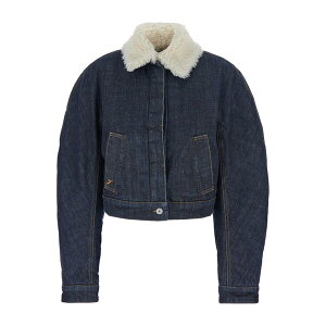 WNGX fB[X WPbgu] AE^[ 'le Bomber De-nimes Ovalo' Blue Jacket With Fur Collar And Two Front Welt Pockets In Denim Woman Blu
