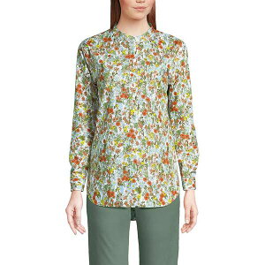 YGh fB[X Vc gbvX Women's No Iron Banded Collar Popover Shirt White multi field floral