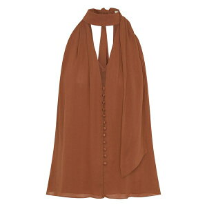 �j�R���X�J�[�N�E�b�h ���f�B�[�X �V���c �g�b�v�X Sumira neck-tie buttoned top Brown