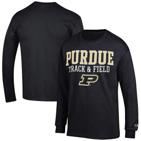 チャンピオン メンズ Tシャツ トップス Purdue Boilermakers Champion Track & Field Stack Long Sleeve TShirt Black