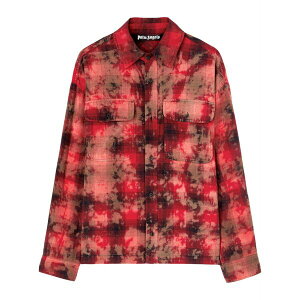 �p�[���E�G���W�F���X �����Y �V���c �g�b�v�X Logo-print plaid shirt Red