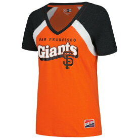 ニューエラ レディース Tシャツ トップス San Francisco Giants New Era Women's Heathered Raglan VNeck TShirt Orange