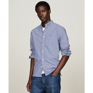 g~[ qtBK[ Y Vc gbvX Men's Gingham Long Sleeve Button-Down Oxford Shirt Royal Blue / Check
