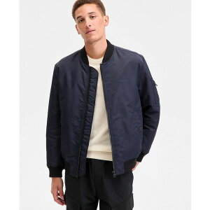 q[S{X Y WPbgu] AE^[ Men's Baken2435 Slim-Fit Satin Bomber Jacket Navy