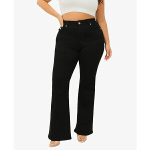 �g�D���[�����W���� ���f�B�[�X �f�j���p���c �{�g���X Plus Size Joey Flare Mid Rise Flap Jeans Black Rinse