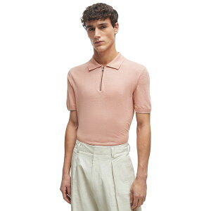 q[S{X Y jbg&Z[^[ AE^[ Men's Zip-Neck Knit Polo Open Pink