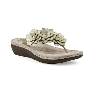 NtoCzCg}Ee fB[X T_ V[Y Women's Content Floral Wedge Slip-On Sandals Light Gold Metallic Smooth
