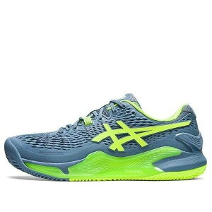 ASICS AVbNX Y Xj[J[ BLUE/GREEN yASICS Gel Resolution 9 Clay 'Steel Blue Hazard Green' 1041A375-400z TCY US_8(26.0cm)