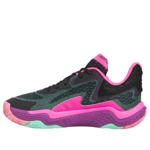 Under Armour アンダーアーマー メンズ スニーカー Black/Andromeda Purple/Comet Green 【Under Armour Spawn 7 'Hoopnotic' 3028834-001】 サイズ US_8.5(26.5cm)