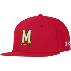 アンダーアーマー メンズ 帽子 アクセサリー Maryland Terrapins Under Armour Baseball Flex Fit Hat Red