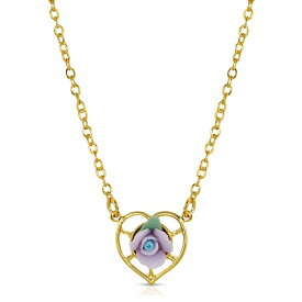 2028 レディース ネックレス・チョーカー・ペンダントトップ アクセサリー 14K Gold-Dipped Porcelain Rose Heart Necklace Lavender
