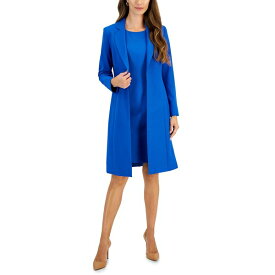 ル スーツ レディース ジャケット＆ブルゾン アウター Women's Crepe Topper Jacket & Sheath Dress Suit, Regular and Petite Sizes Celeste Blue