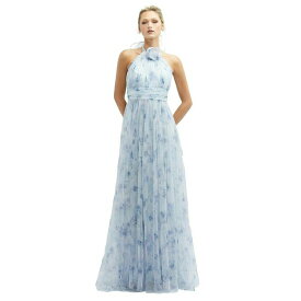 ドレッシーコレクション レディース ワンピース トップス Floral Tie-Back Halter Tulle Dress with Long Full Skirt & Rosette Detail Mist garden