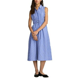 ラッキーブランド レディース ワンピース トップス Women's Striped Cotton Cinched-Waist Shirtdress Blue Stripe