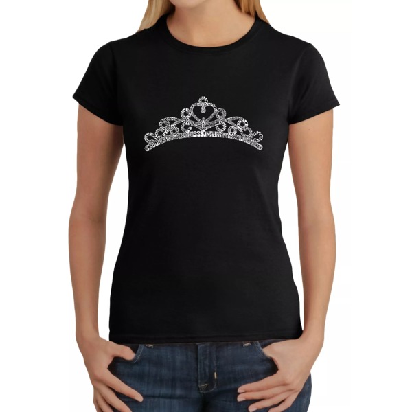 エルエーポップアート レディース ニット&セーター アウター Word Art T-Shirt - Princess Tiara Black