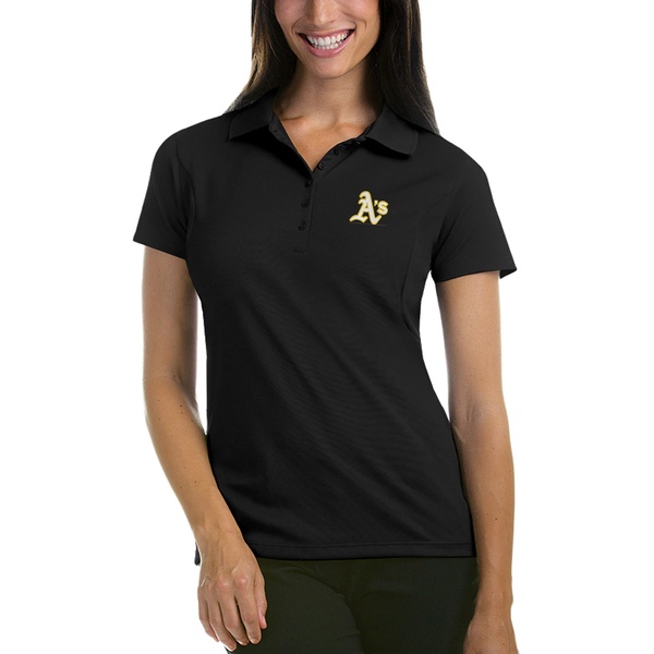 セール特別価格 アンティグア レディース ポロシャツ Black 全商品無料サイズ交換 トップス Oakland XtraLite Polo Antigua Women's Athletics Pique 人気海外一番