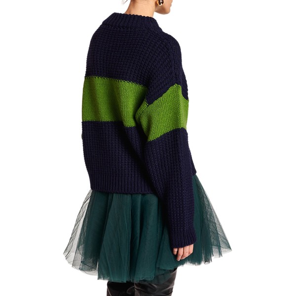 エッセンシャルアントワープ レディース ニット&セーター アウター Cross Wool Blend Sweater Army/ Navy セーター