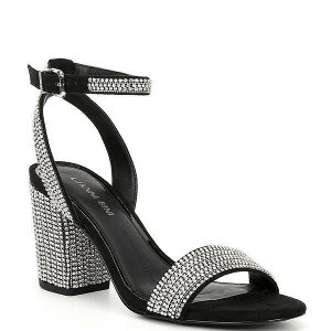 �y�����y&�����o�ׁz �W�A�[�j�r�j ���f�B�[�X �T���_�� �V���[�Y ArleenaTwo Bling Rhinestone Embellished Block Heel Sandals Black -