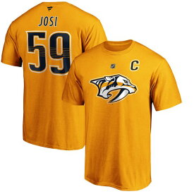 ファナティクス メンズ Tシャツ トップス Roman Josi Nashville Predators Fanatics Branded Authentic Stack Player Name & Number TShirt Gold