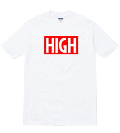 HIGH tシャツ 半袖 メンズ レディース ユニセックス 大きいサイズ 大麻 ガンジャ ストーナー 合法 420 ストリート ブランド ギャング boxlogo box ボックスロゴ ロゴ tee tシャツ