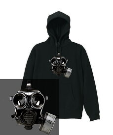 GAS MASK HOODIE ガスマスク s10 イギリス軍 防毒 gasmask ミリタリー サイバー 流行 人気 ヘビーウェイト ヘヴィー 厚手 スウェット フーディ パーカー 裏起毛 トップス ロゴ メンズ レディース