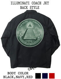 ILLUMINATI COACH JKT/ストリート ブランド メンズ レディース イルミナティ フリーメイソン フリーメーソン illuminati freemason　秘密結社 陰謀論 アウター ジャンパー ブルゾン 裏ボア ボア コーチjkt コーチジャケット jkt ファー