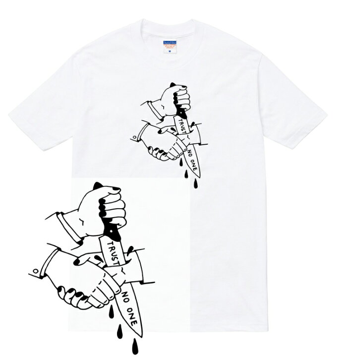 楽天市場 Trust No One Tシャツ 半袖 握手 包丁 ナイフ 刺青 入墨 タトゥー Tattoo トラディショナル アウトロー ギャング アート 芸術 Art イラスト メンズ レディース ユニセックス 大きいサイズ ダンス 衣装 Hiphop ストリート ブランド Tee Tシャツ Astylejapan
