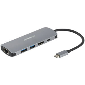 �O���[���n�E�X GREEN HOUSE USB Type-C�h�b�L���O�X�e�[�V���� �L��LAN�|�[�g GH-MHC5A-SV