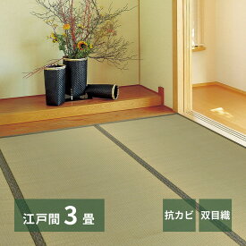 【クーポン使用で10％OFF】 い草カーペット カーペット い草ラグ 上敷き い草 江戸間 3帖 174×261cm 柳川 双目織 畳カバー 抗カビ 四方縁 調湿 リバーシブル 寝ござ ラグ カバー グリーン 和風 和室 リビング ダイニング 寝室 縁側 hg1-yanagawaedo3