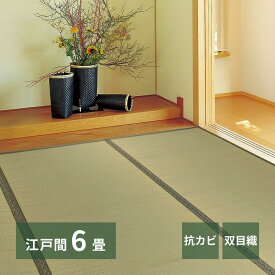 【クーポン使用で10％OFF】 い草カーペット カーペット い草ラグ 上敷き い草 江戸間 6帖 261×352cm 柳川 双目織 畳カバー 抗カビ 四方縁 調湿 リバーシブル 寝ござ ラグ カバー グリーン 和風 和室 リビング ダイニング 寝室 縁側 hg1-yanagawaedo6