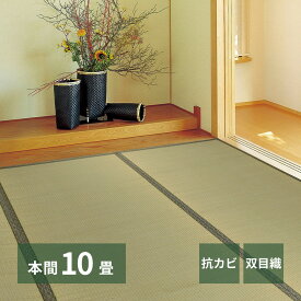 【クーポン使用で10％OFF】 い草カーペット カーペット い草ラグ 上敷き い草 本間 10帖 382×477cm 柳川 双目織 畳カバー 抗カビ 四方縁 調湿 リバーシブル 寝ござ ラグ カバー グリーン 和風 和室 リビング ダイニング 寝室 縁側 hg1-yanagawahon10