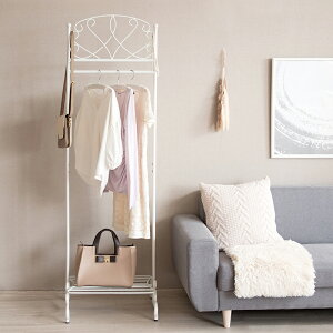 ハンガーラック 棚 棚付き 幅51cm スチール 姫系 シンプル かわいい 収納付き 服収納 ハンガー シンプル ゴールド ホワイト アジャスター付き 玄関 スリム mt-hs-510