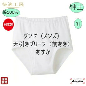 【 楽天スーパーセール割引！】【楽天1位】【2枚セット】【天引きブリーフ（前あき）】【3L　白】グンゼ 肌着 快適工房 良質 綿100％ 紳士 天引き ブリーフ 前あき 白 日本製 肌触り 着心地よい メンズ 入院 施設 入所 洗い替え父の日