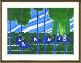 【版画・絵画】セルジュ・ラシス『森の中の乗馬』リトグラフ■限定300部・新品★