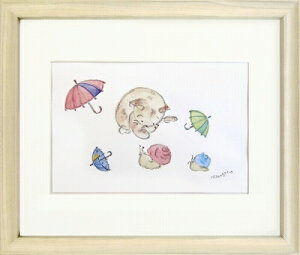 【水彩画・絵画】河村直子『かさは、いりませんか』水彩画■新品★